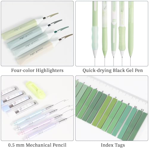 Buqoo 23-Piece Aesthetic Stationery Set for Students & Office - color: Green