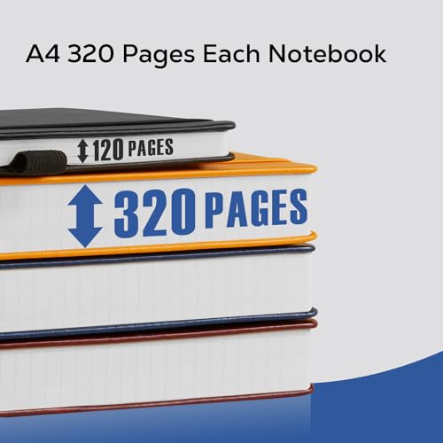 FOCUS DAY Hardcover Journal Notebook 8.5 x 11, 320 Pages Large A4 Notebook Journal College Ruled for School Work, Big Leather Journal for Writing Women Men, 100Gsm Lined Paper, Blue - color: 1.Blue, size: A4
