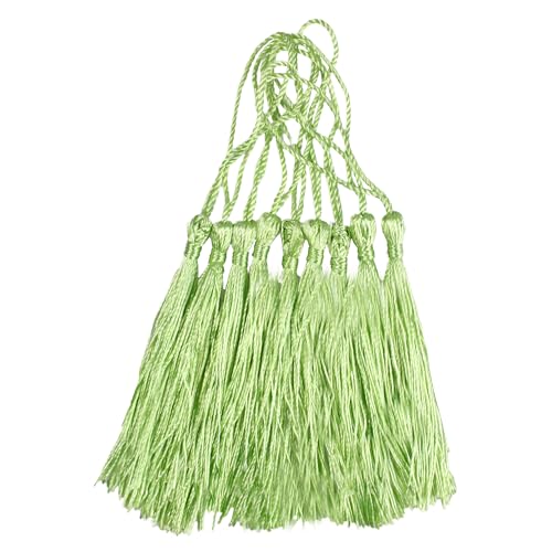 pson 100PCS 5.5 Inch Handmade Silk Bookmark Tassels, Light Green Craft Mini Tassels with Loops for Books, DIY Craft, Jewelry Making, Book Lovers & Collection