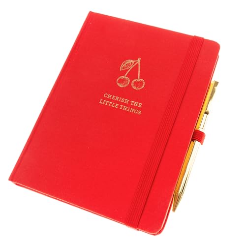 Graphique Cherry Lined Journal Plus Pen Luxe Collection, Hardcover Diary Notebook for Writing, Gold Foil Embossing, 160 Pages, 6” x 8” - color: Cherry