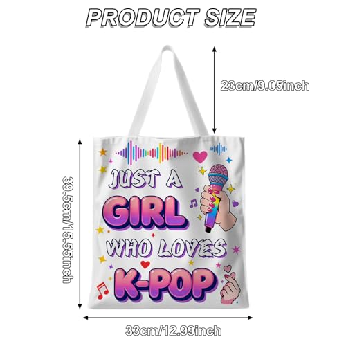 Purple & Pink Patterned Korean Style Canvas Tote Bag, Exquisite Fashion Gift for Girls, Stylish Pattern Design Large Capacity Tote Bag for Women