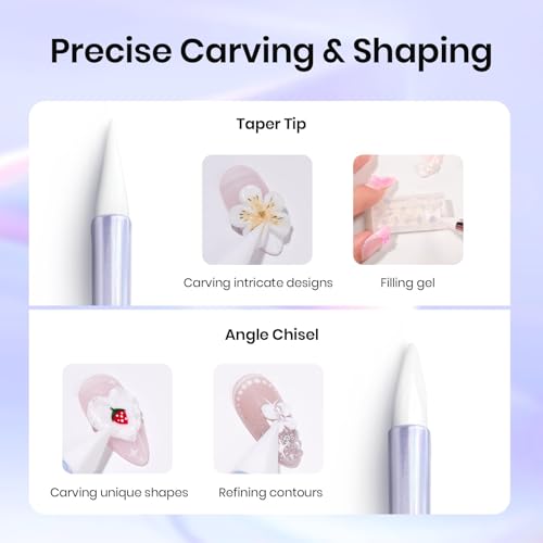 Beetles 5PCS Nail Art Dotting Tools Dual-Head Silicone Tools for Nail Art - color: D-Purple-5