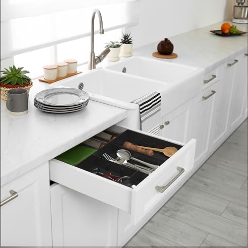 Simple Houseware Drawer Organizer Tray, 9 Adjustable Compartments, Black - color: Black, size: 1 Pack