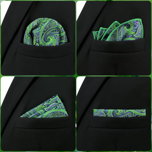 S&W SHLAX&WING Mens Pocket Square Paisley Multicolor Large for Business Wedding - color: Ah48