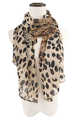 YOUR SMILE Ladies/Women's Lightweight Floral Print/Solid Color mixture Shawl Scarf For Spring Summer season - color: Leopard 2