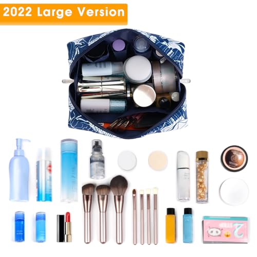 Narwey Makeup Bag Travel Toiletry Bag, Cosmetic Bag for Women Girls - color: Blue Lotus, style: Large