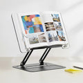 Acrylic Adjustable Book Stand, Reading Stand with Lift Design, High-Density Alloy Desktop Document Holder for Document Recipe, Cookbook, Music Book (Black) - color: Black