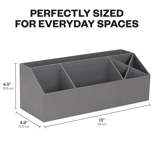 Bigso Elisa Desktop Organizer - Durable Office Desk Organizer with 7 Compartments for Office Supplies and Accessories - 13.1 in x 4.9 in x 4.9 in - Grey - color: Gray