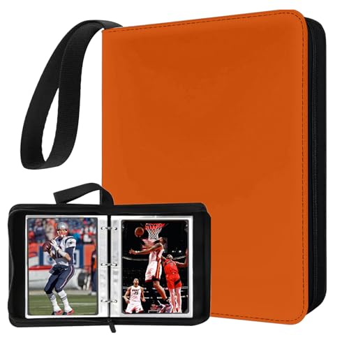 Mini Card Binder, 1-Pocket Super Lightweight Zipper Binder Holds 80+ Trading Cards, Small Cards Binder for TCG, MTG, Sports & Game Cards, Portable Gift for Girls & Collectors (Orange) - color: Orange