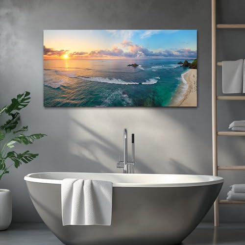Yxbhhym Pictures for Bedroom Wall Decor Living Room Sunset Beach Wall Art Coastal Painting Ocean Room Decor Nature Seascape Poster Prints Framed Modern Artwork Bathroom Home Office Decorations - color: AcoatL, size: 40"L x 20"W