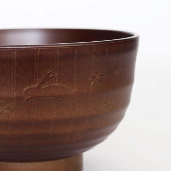 Japanese Soup Bowls Made in Japan, 4-Pack – Traditional Miso & Rice Bowls, Microwave & Dishwasher Safe, BPA-Free Resin, Brown Rabbit - color: Brown Rabbit