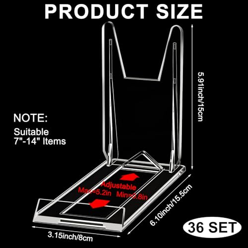 12 Pack Acrylic Book Stand for Display Adjustable, 5.91in H - size: 5.91 x 6.1 x 3.15 Inch