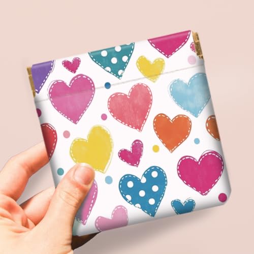 Peacoblue cute love heart Coin Purse,PU Leather Squeeze Pouch 4PCS - style: Cute Love Heart