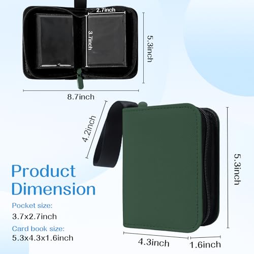 1 Pocket Card Binder–Collectible Trading Card Album,Single Card Holder with 20 Pages,Holds 40 Cards, Side-Loading Mini Binder for TCG,MTG,Sports,Baseball,Football,Small Sports Card Book，Green - color: Green