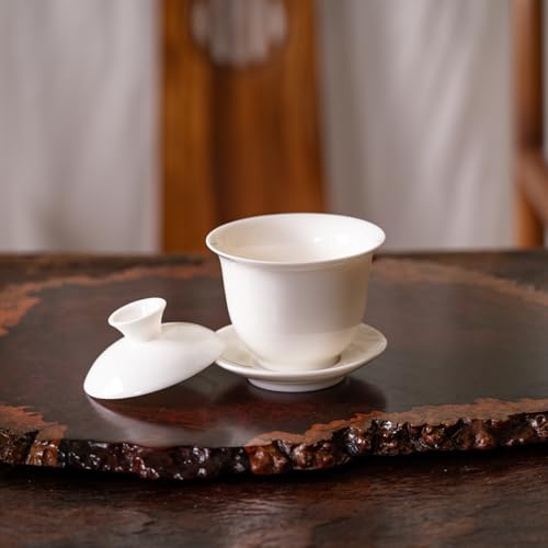 KEYDUACU Gaiwan Tea Set,Chinese Gongfu Tea Set,Portable for Adults,Home - style: Home-White
