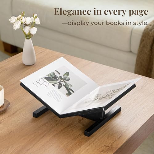 PUERSI Open Display Stand, Wooden Large Book Holder, Coffee Table Stand - color: One-piece-black