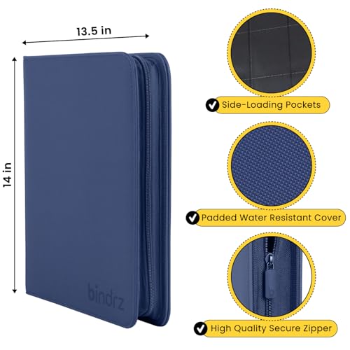 bindrz 12 Pocket Zipper Binder for 480 Sleeved Trading Cards (Blue) - color: Blue