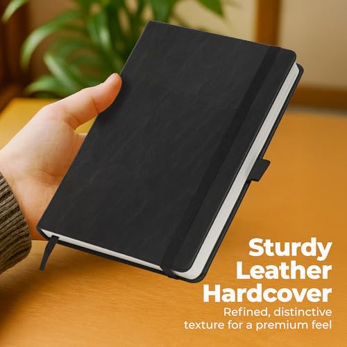 A5 Lined Journal Notebook Hardcover Leather Bound for Men & Women Black - color: Black, size: A5 300 Pages
