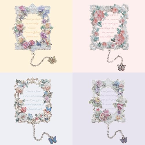 4 Pieces Metal Bookmarks for Women, Large Size Cute Hollow Bookmark Garland Flower Window Butterfly Unique Book Mark for Reading, Artistic Gift for Book Lovers Writers Readers Children Teens Men - style: 4Pcs Flower window