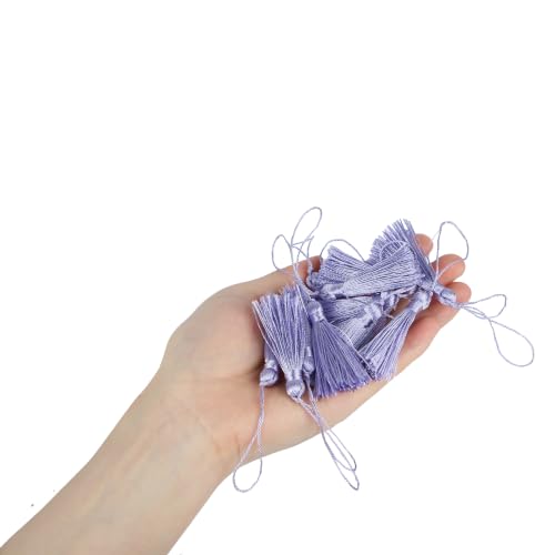 48Pcs Mini Bookmark Tassels Handmade Keychain Silky Tassel - color: 38# Purple