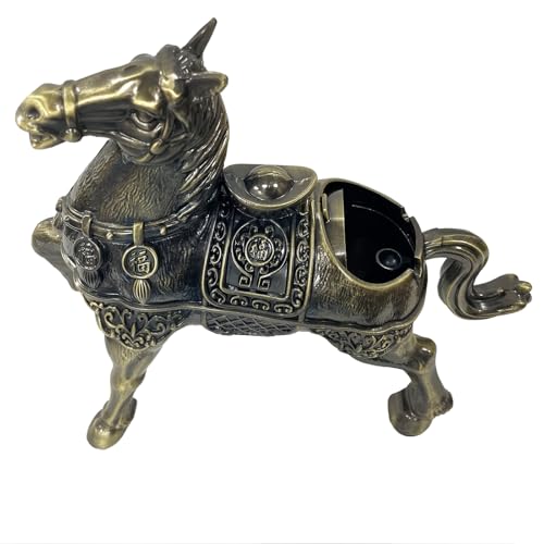 Briskfeel Metal Ornament Galloping Horse Statue Classic Bronze Finish Luxury Home Decor Multi Functional Sculpture for Living Room Office Desk Feng Shui Art (D4 Brass) - color: D4 Brass