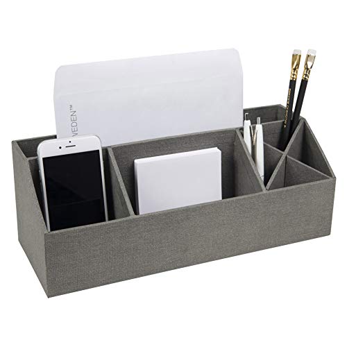 Bigso Elisa Desktop Organizer - Durable Office Desk Organizer with 7 Compartments for Office Supplies and Accessories - 13.1 in x 4.9 in x 4.9 in - Canvas Gray - color: Canvas Gray