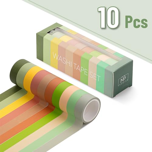Mr. Pen- Washi Tape Set, 10 Rolls, 5.5 Yards/Roll, Washi Tape for Scrapbook - color: Earthy Tones