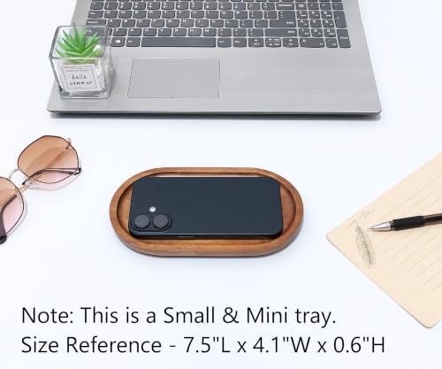 Small Wooden Tray (7.5 x 4.1 inch), Oval Mini Serving Tray - color: Oval - Brown, size: 7.5" x 4.1" x 0.6"