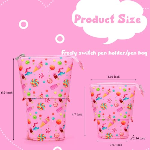 KPX Cute Standing Pencil Case Pen Holder for Kids, Pop Up Stand UP Bubble Tea Pen Organizer Kawaii Stationary for Christmas Holiday New Year Office (Candy) - color: Candy