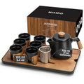 MIAMIO - Japanese/Chinese Tea Set 6 x 3.4 oz/Asian Tea Pot 21 oz with Tea Infuser, Traditional Japanese Tea Cups Set for Tea Lovers/Men/Women (Black) - color: Black