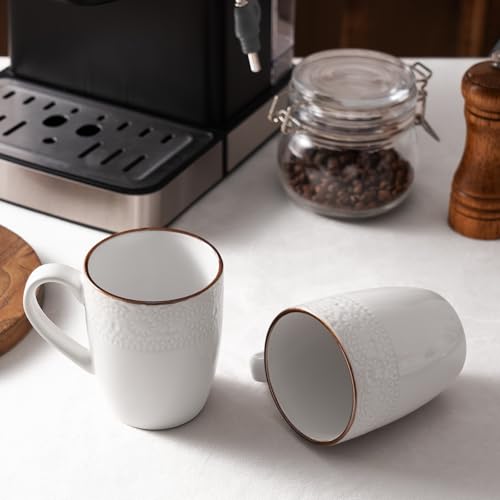 famiware Eden Coffee Mugs Sets of 6, 12 oz Ceramic Stoneware Mug Cup Set - color: White Floral, size: 6pcs