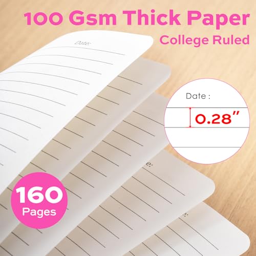 deli Rose Red Lined Spiral Journal Notebook, 160 Pages, A5 (5.5"x8") Hardcover Writing Notebook, College Ruled Spiral Bound Journal for Women & Men - Perfect for Work, School, Office & Note Taking - color: Rose Red