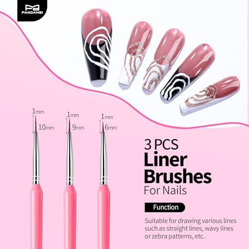 FANDAMEI Nail Art Pens, Nail Art Tools, Nail Design Tools, Nail Stuff - color: Pink