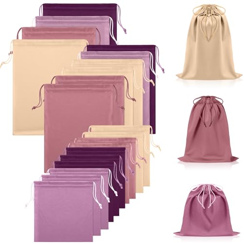 20 Pcs Satin Game Storage Bags for Women Men, S,M,L, Pink and Purple - color: Pink and Purple, size: S,M,L