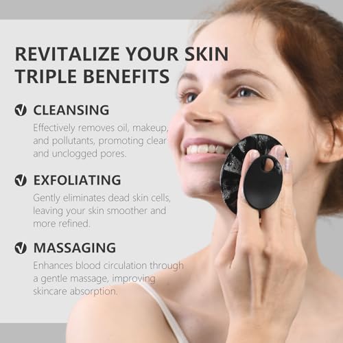 Silicone Face Scrubber 2 Pack, BEAUTAIL Manual Facial Cleansing Brush - color: Black+starlight