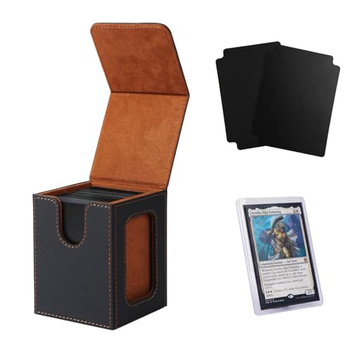 Venssu MTG Deck Box with Commander Display, Fits TCG Cards (Black＆Brown) - color: Black＆Brown