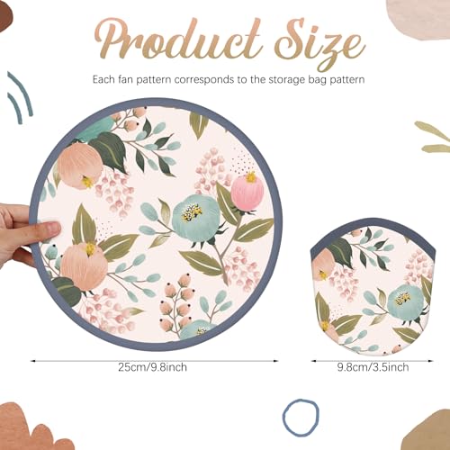 Gejoy 24 Pcs Morandi Floral Foldable Hand Fans Flying Disc 8 Styles - color: Morandi Style