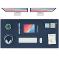 K KNODEL Extra Large Desk Mat, Leather Mouse Pad (47.2"x23.6", Dark Blue) - color: Dark Blue, size: 47.2" x 23.6"