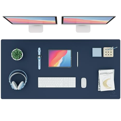 K KNODEL Extra Large Desk Mat, Leather Mouse Pad (47.2"x23.6", Dark Blue) - color: Dark Blue, size: 47.2" x 23.6"