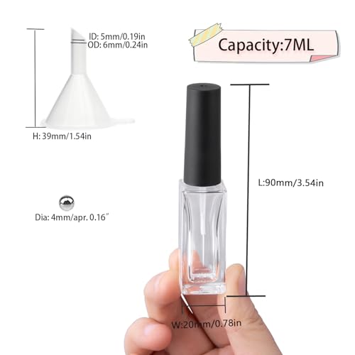 Nail Art Liner Empty Bottles 7ML, 6 Pack Empty Blooming Nail Polish Bottles with Brush & Mixing Balls & Funnels for Nail Decoration DIY Art (Not for Gel) (BLACK) - color: BLACK