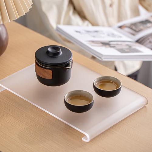 HEER Portable Travel Ceramic Kungfu Tea Set for 2, Black - color: Mini Tea Set (Black)