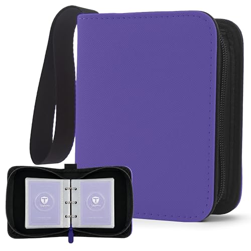 1 Pocket Card Binder with Zipper, 100 Pockets Mini Trading Card Album, Premium PU Leather Single Card Binder, Small Display Folder for TCG & Sports Cards - color: Purple, size: 1-Pocket