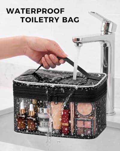 Star Clear Makeup Bag, Waterproof Travel Cosmetic Bag Toiletry bag,Black - color: Black