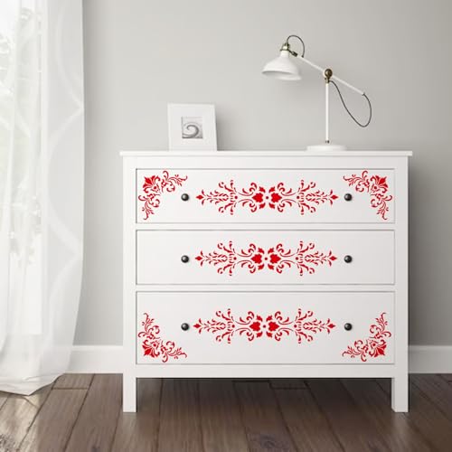 Corner Border Stencils for Crafts, Mexican Flower Floral Lace Furniture Stencils for Painting on Wood Reusable Wood Burning Drawing Art Paint Patterns for Wall Cookie Canvas Floor (Corner) - style: corner