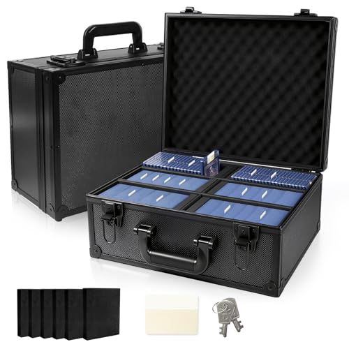 Top Loader Storage Box, Lockable Trading Card Case for 3"x 4" 35pt Rigid Cards, Holds 600+ Toploaders or 135+ Magnetic Card Holders, Includes 40 Labels & 6 Foam Dividers