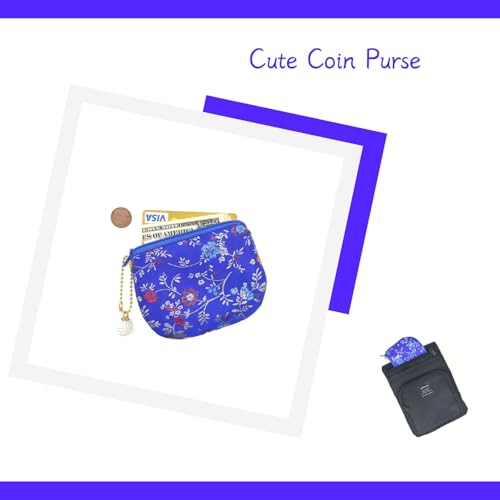 Handmade Women Coin Purse Brocade Zipper Wallet Rosary Pouch Silk Jewelry Bag - Blue - color: Blue