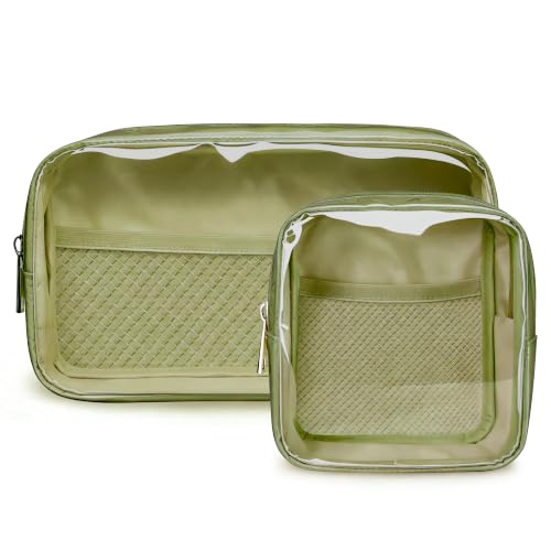 WLLWOO 2pcs Clear Makeup Bag Mini Cosmetic Pouch Travel Toiletry Organizer - color: 2pcs-Grass Green