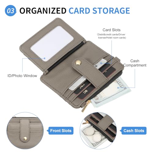 Small Credit Card Wallet PU Leather Card Holder Grey Brown - color: Grey Brown