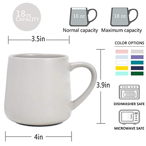 Bosmarlin Large Glossy Ceramic Coffee Mug, Grey Tea Cup for Office and Home, 18 oz, Suitable for Dishwasher and Microwave, 1 Pack (Grey) - color: Gray