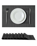 Leetaltree Black Frame Placemats Set of 8 - Heat Resistant Non-Slip Place mats for Dining Table, Washable Durable PVC Vinyl Woven Table Mats（Black Frame, 8） - color: F1- Black Frame, size: Set of 8